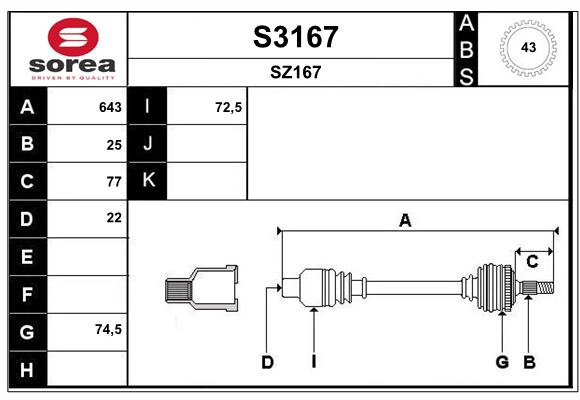 Arbre de transmission SNRA S3167