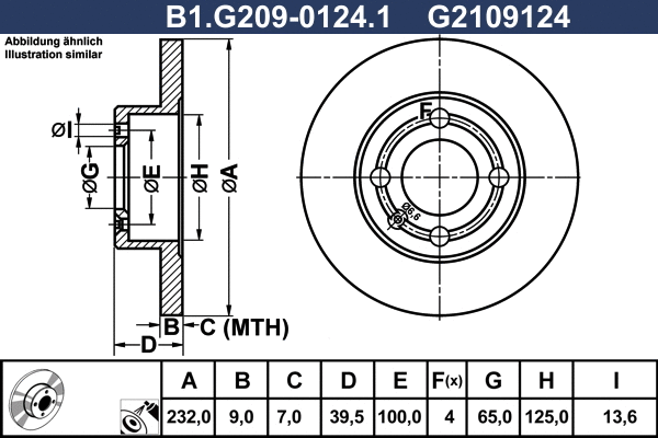 Disque de frein GALFER B1.G209-0124.1