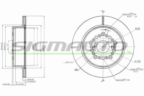 Disque de frein SIGMAUTO DBB375V
