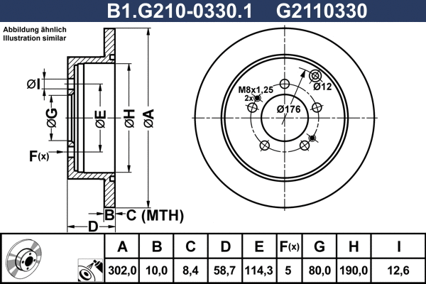 Disque de frein GALFER B1.G210-0330.1