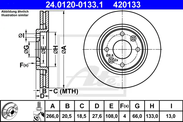 Disque de frein ATE-APAC 24.0120-0133.1