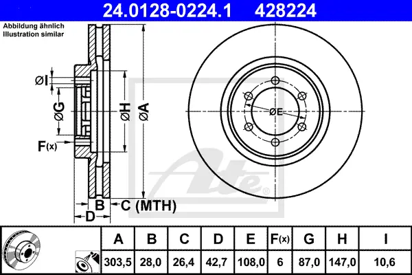 Disque de frein ATE-APAC 24.0128-0224.1