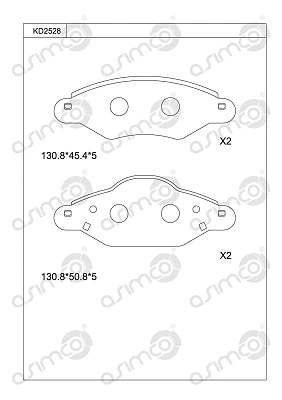 Kit de plaquettes de frein, frein à disque ASIMCO KD2528