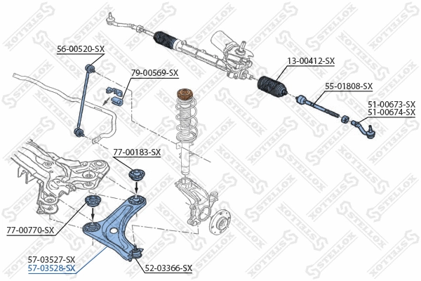 Bras de liaison, suspension de roue STELLOX 57-03528-SX