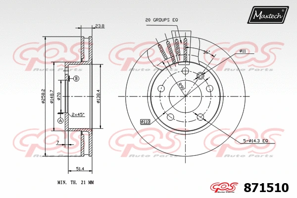 Disque de frein MAXTECH 871510
