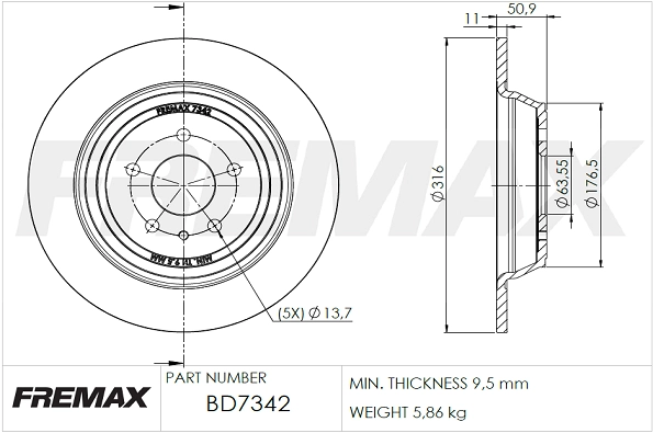 Disque de frein FREMAX BD-7342