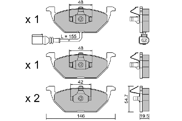 Kit de plaquettes de frein, frein à disque AISIN BPVW-1009