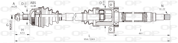 Arbre de transmission OPEN PARTS DRS6363.00