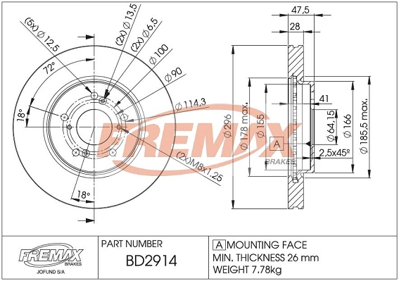 Disque de frein FREMAX BD-2914