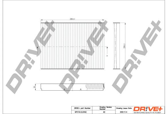 Filtre, air de l'habitacle Dr!ve+ DP1110.12.0162
