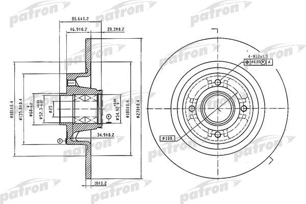 Disque de frein PATRON PBD7018