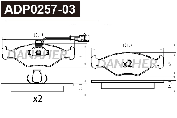 Kit de plaquettes de frein, frein à disque DANAHER ADP0257-03