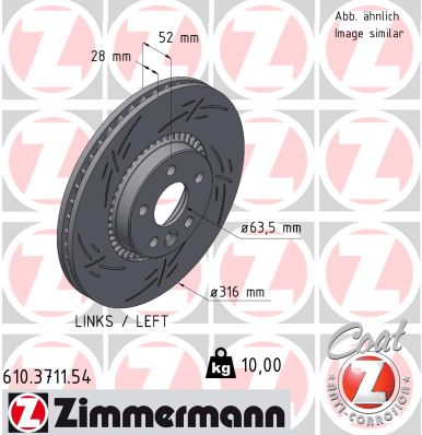 Disque de frein ZIMMERMANN 610.3711.54