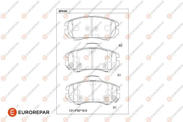 Kit de plaquettes de frein, frein à disque EUROREPAR 1677812680