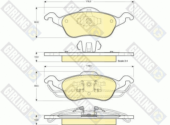 Kit de plaquettes de frein, frein à disque GIRLING 6113582