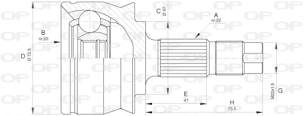 Jeu de joints, arbre de transmission OPEN PARTS CVJ5531.10