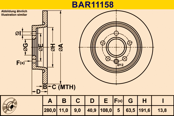 Disque de frein BARUM BAR11158