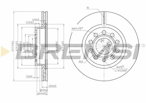 Disque de frein BREMSI CD7223V