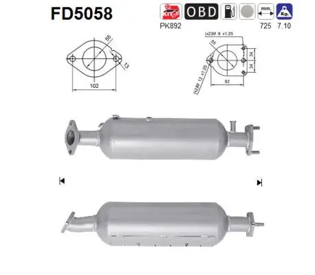 Filtre à particules / à suie, échappement AS FD5058