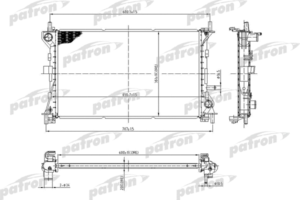 Radiateur, refroidissement du moteur PATRON PRS3429