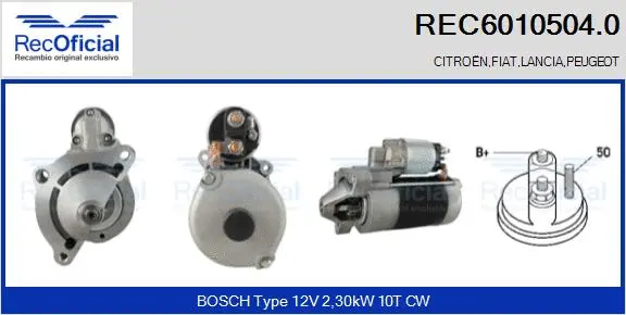 Démarreur RECOFICIAL REC6010504.0