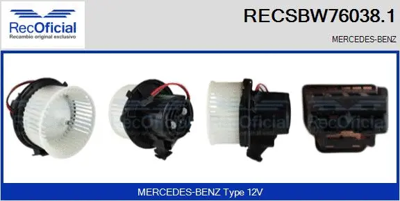 Pulseur d'air habitacle RECOFICIAL RECSBW76038.1