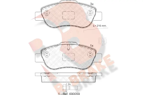 Kit de plaquettes de frein, frein à disque R BRAKE RB1843