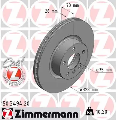 Disque de frein ZIMMERMANN 150.3494.20