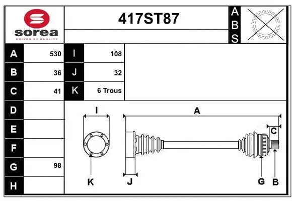 Arbre de transmission STARTCAR 417ST87