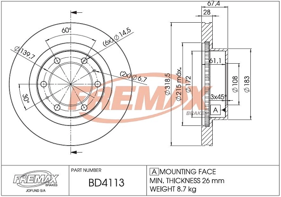 Disque de frein FREMAX BD-4113