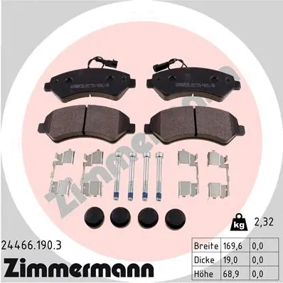 Kit de plaquettes de frein, frein à disque ZIMMERMANN 24466.190.3