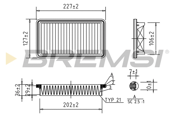 Filtre à air BREMSI FA1025