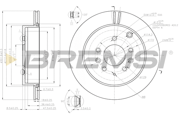Disque de frein BREMSI CD7819V