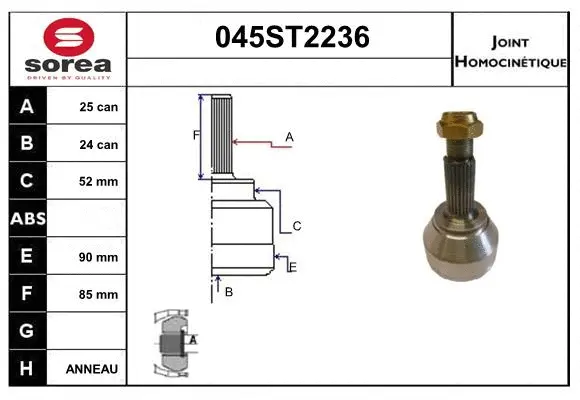 Jeu de joints, arbre de transmission STARTCAR 045ST2236