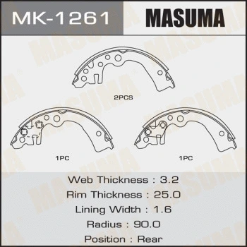 Jeu de mâchoires de frein MASUMA MK-1261