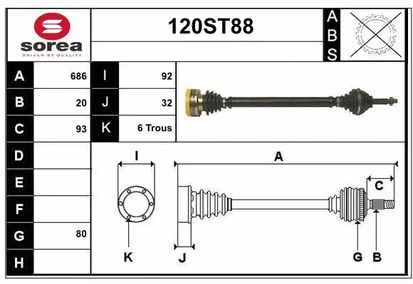 Arbre de transmission STARTCAR 120ST88
