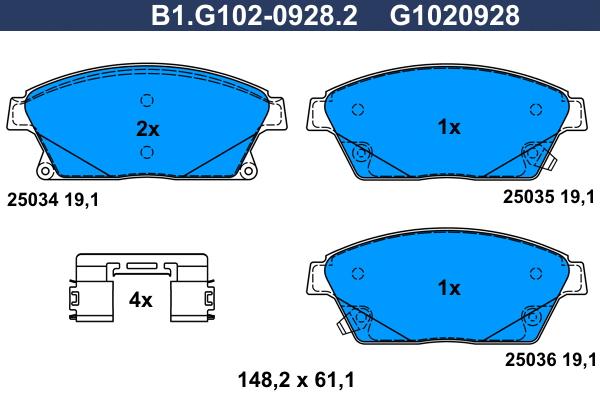 Kit de plaquettes de frein, frein à disque GALFER B1.G102-0928.2