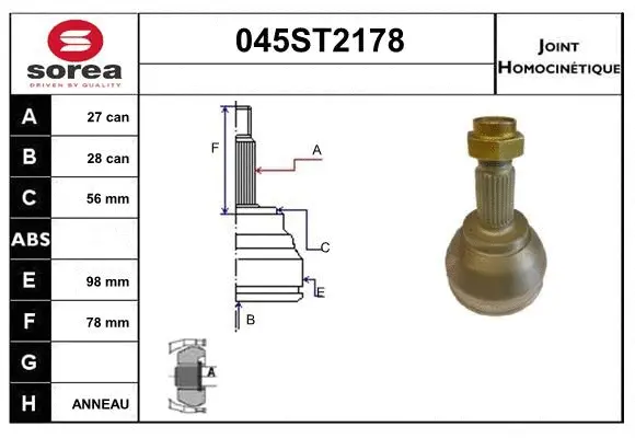Jeu de joints, arbre de transmission STARTCAR 045ST2178