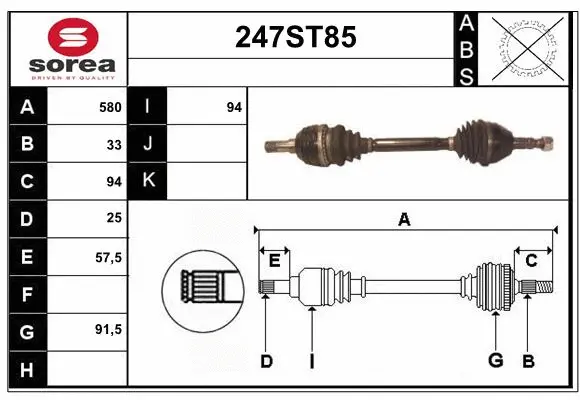 Arbre de transmission STARTCAR 247ST85