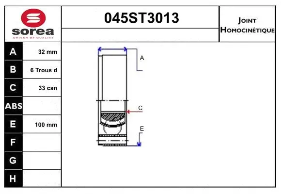 Jeu de joints, arbre de transmission STARTCAR 045ST3013