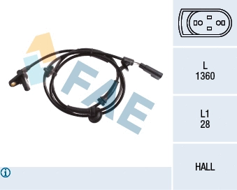 Capteur, vitesse de roue FAE 78216