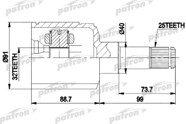 Jeu de joints, arbre de transmission PATRON PCV9538