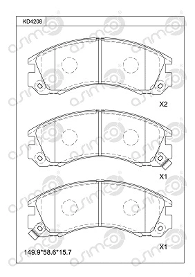 Kit de plaquettes de frein, frein à disque ASIMCO KD4208