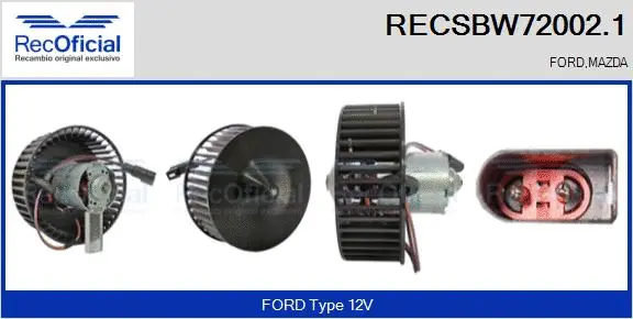 Pulseur d'air habitacle RECOFICIAL RECSBW72002.1