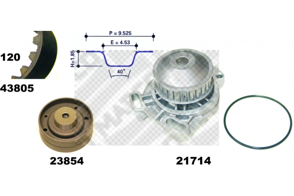 Pompe à eau + kit de courroie crantée MAPCO 41805