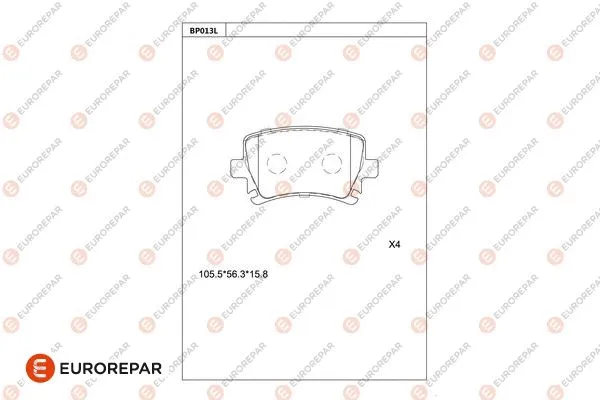 Kit de plaquettes de frein, frein à disque EUROREPAR 1681207680