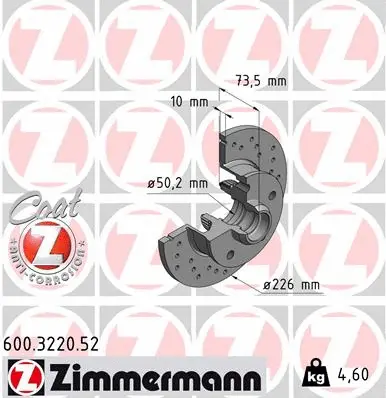 Disque de frein ZIMMERMANN 600.3220.52