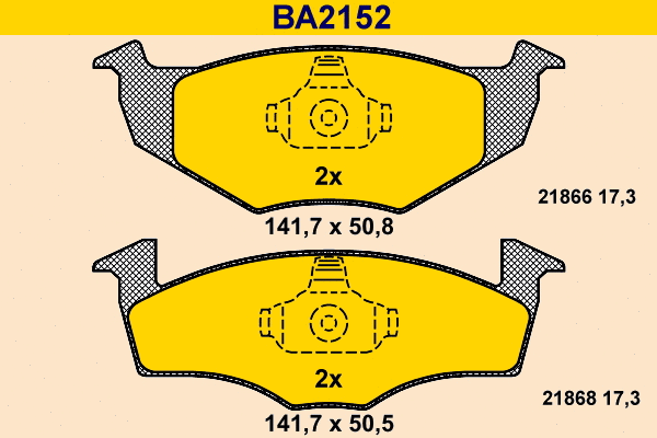 Kit de plaquettes de frein, frein à disque BARUM BA2152