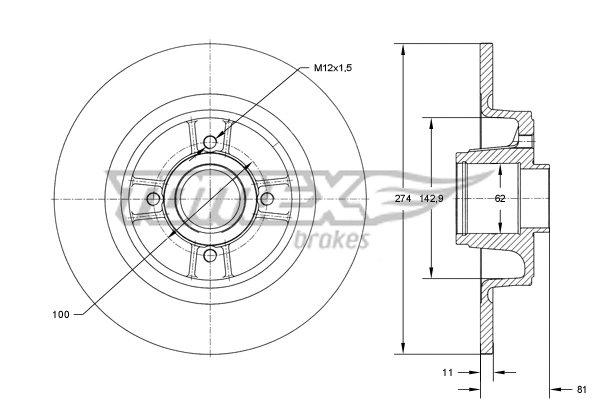 Disque de frein TOMEX Brakes TX 70-801