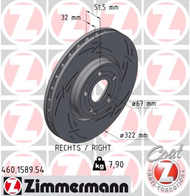 Disque de frein ZIMMERMANN 460.1589.54